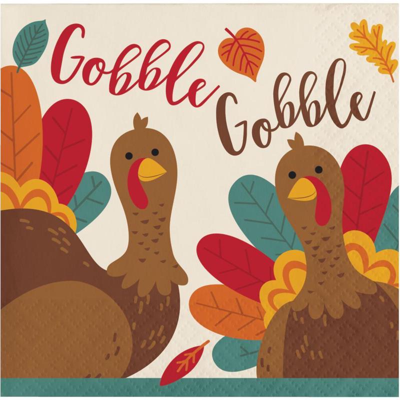 192/Case Bulk Thanksgiving Turkey Beverage Napkins