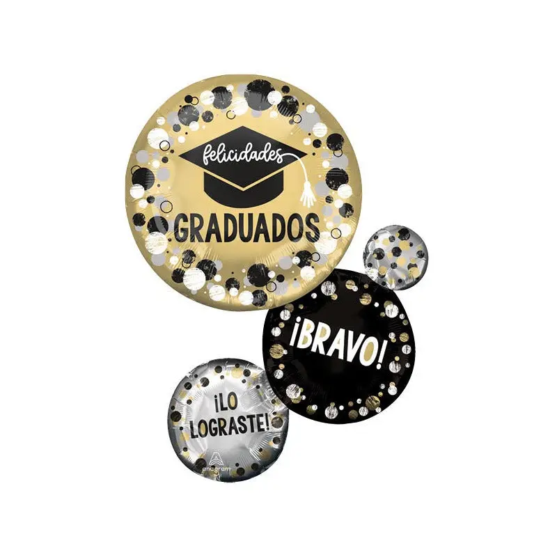 28" FELICIDADES GRADUADOS CIRCLES FOIL BALLOON