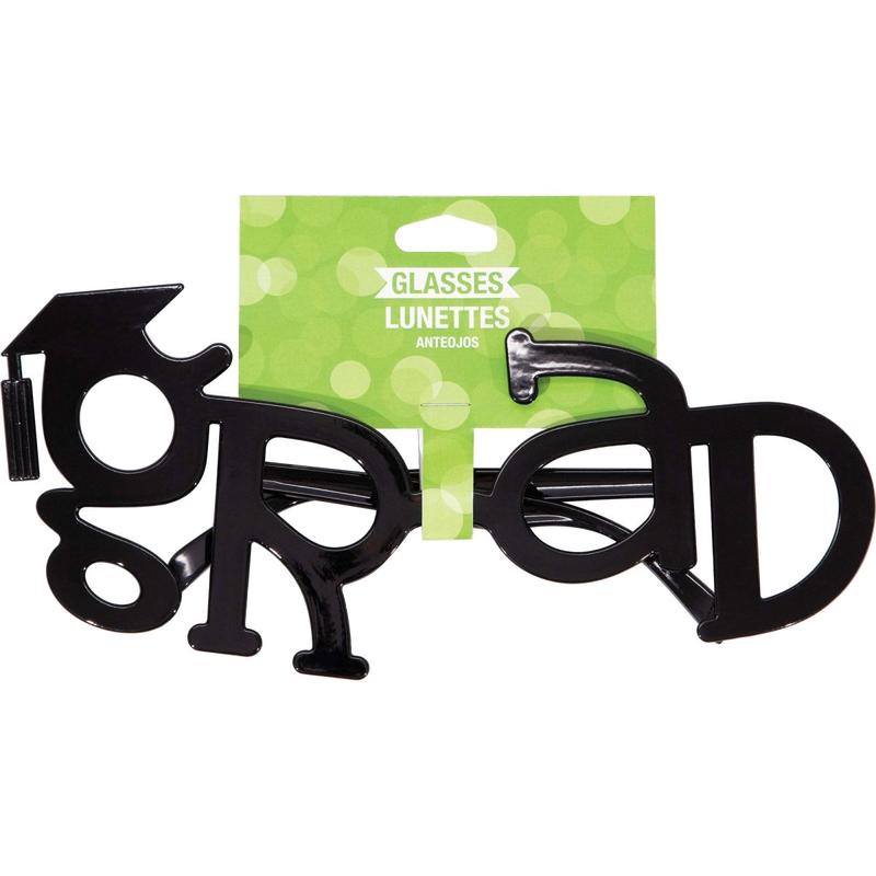 Black Grad Shaped Plastic Glasses, 1 Count