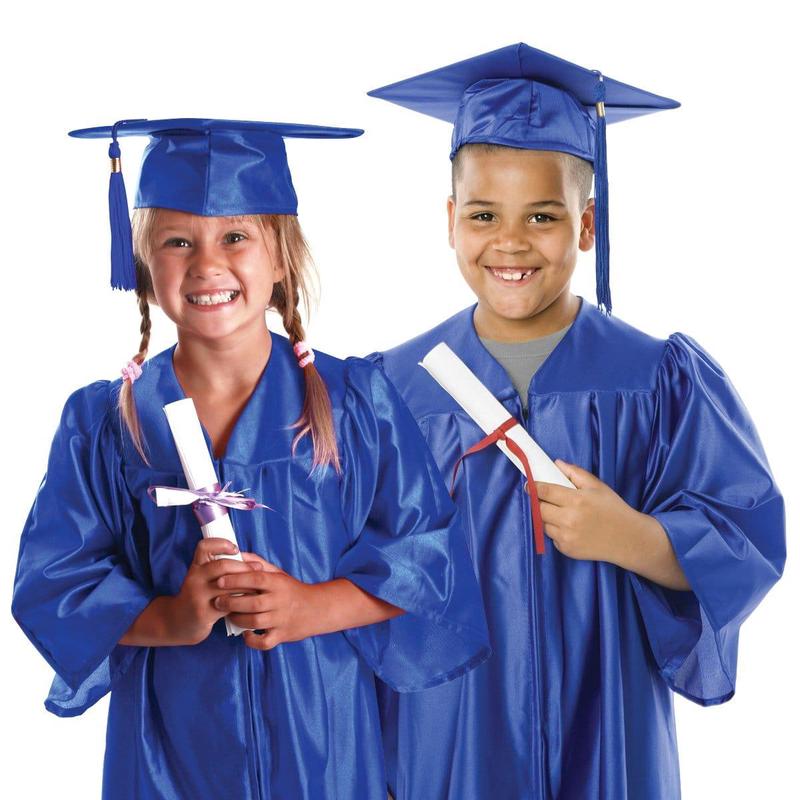 Blue Graduation Gown with Hat for Kids