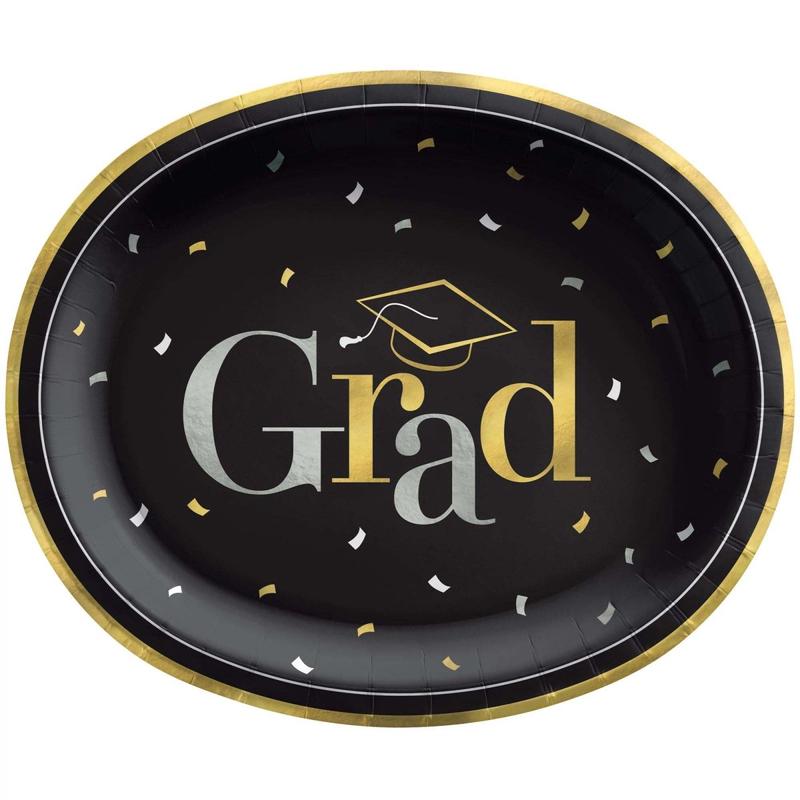 Class Dismissed Large Oval Lunch Paper Plates, 12 Inches, 20 Count