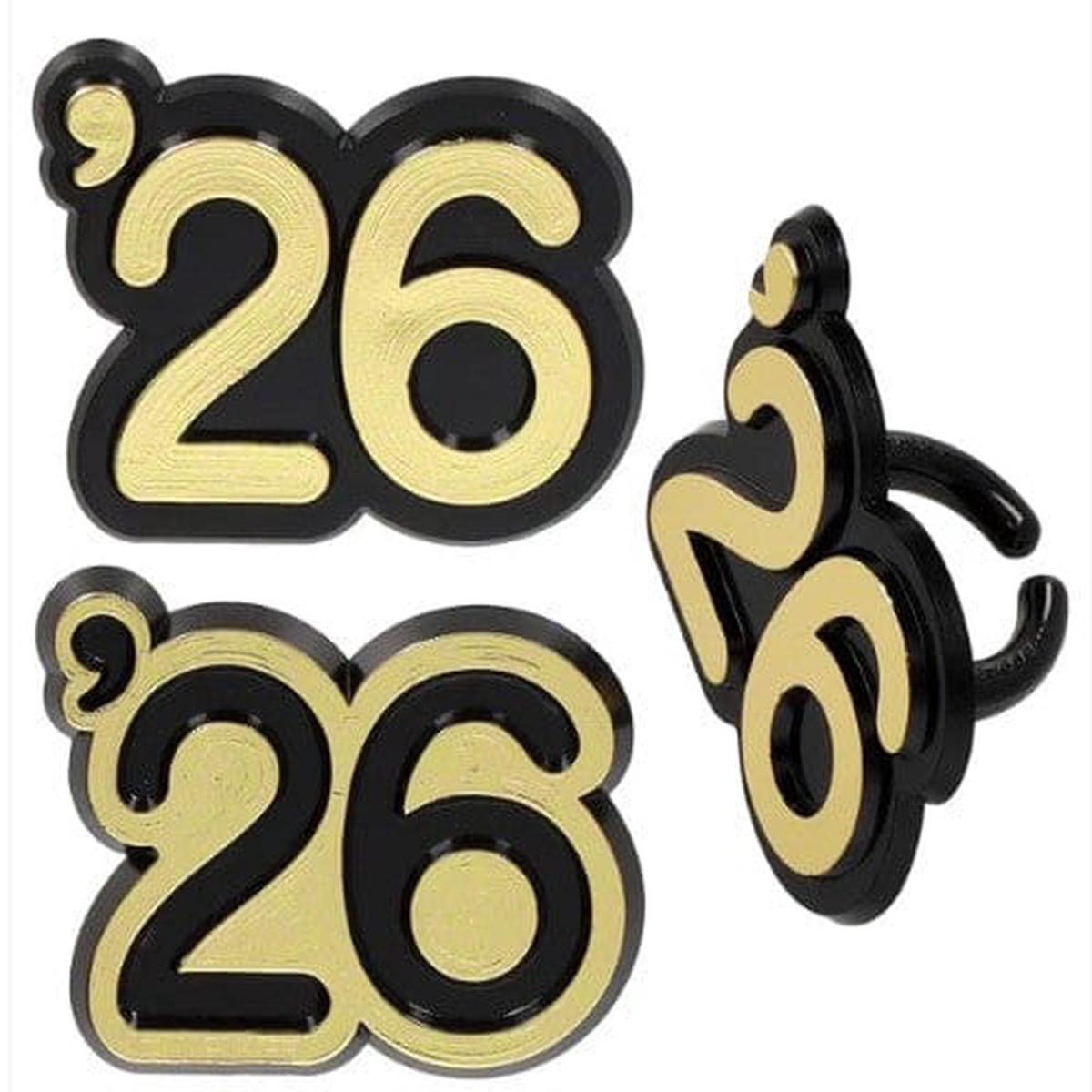 Gold 2026 grad Cupcake rings