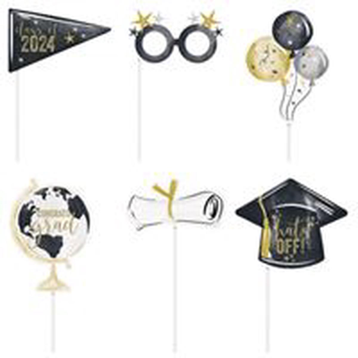 Golden Star Graduation - Photo Booth Props 5ct