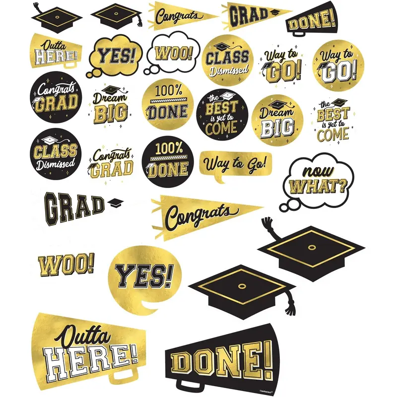 Grad Mega Value Pack Cutouts - Black, Silver, Gold