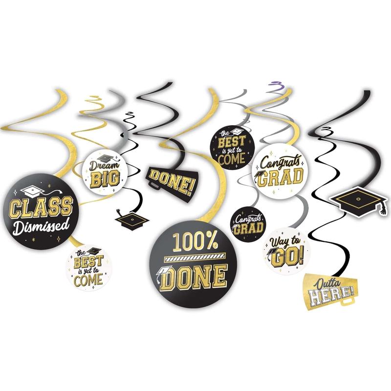 Graduation Swirl Decorations, 12Count