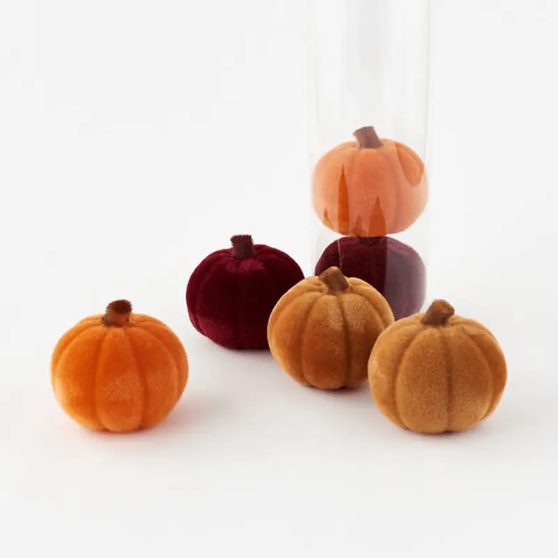 Harvest Flocked Pumpkin, Large - 3 Color Options