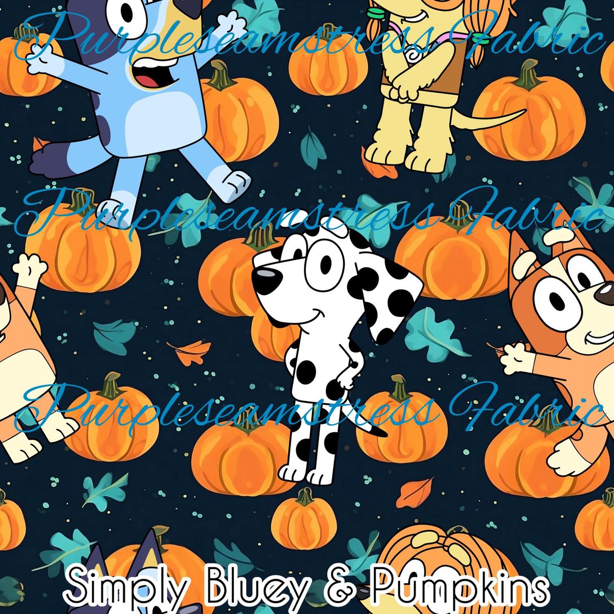 Simply Bluey & Pumpkins  Fabric