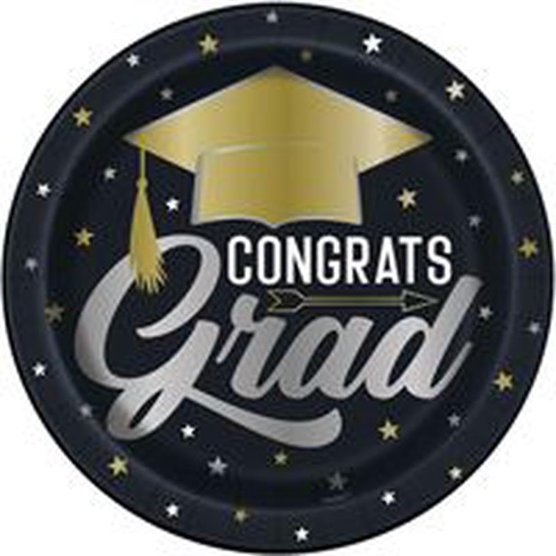 Stars & Cap Graduation - Lunch Plates 8ct