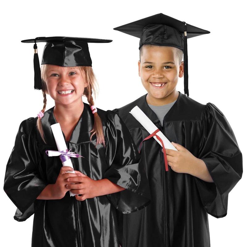 Black Graduation Gown with Hat for Kids