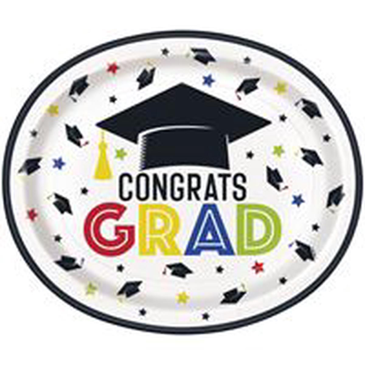 "Congrats Grad" 12" Oval Plates 8ct