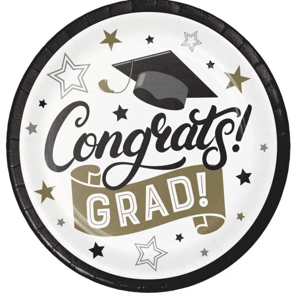 Congrats Grad Glamour 9" Plate - 8Ct