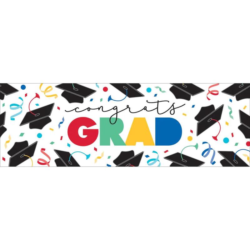 Giant Party Banner - Grad Cap Toss