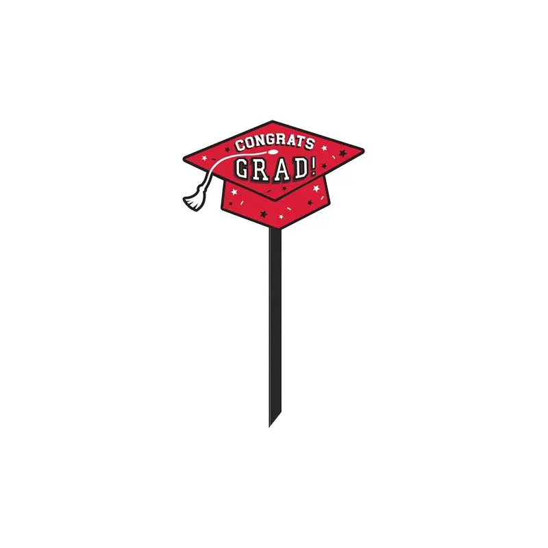 Red Congrats Grad Lawn Sign