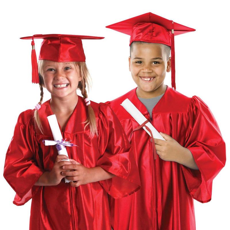 Red Graduation Gown with Hat for Kids