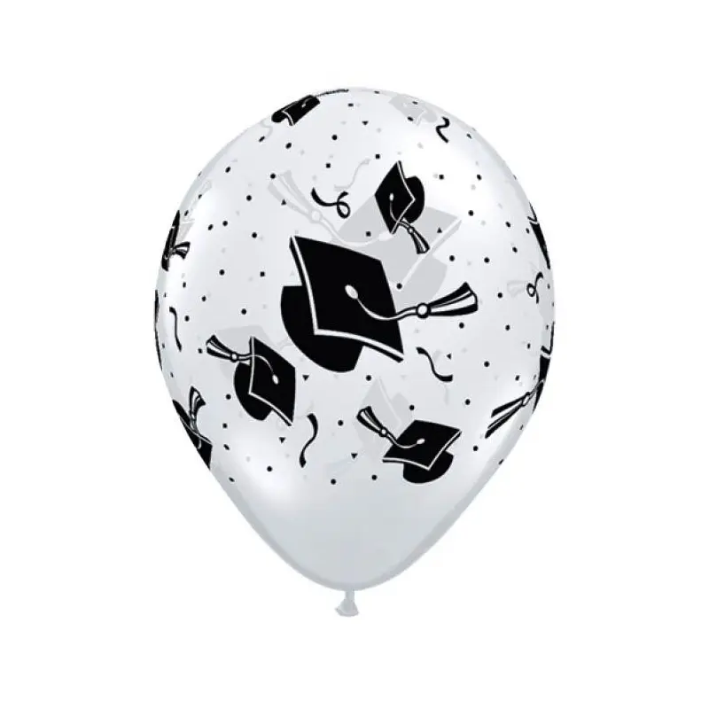 11" Graduation Hats Diamond Clear Latex Balloon