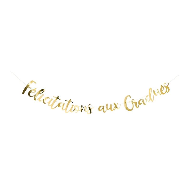 Gold "Flicitations aux Gradus" Foil Letter Banner, 94 Inches, 1 Count