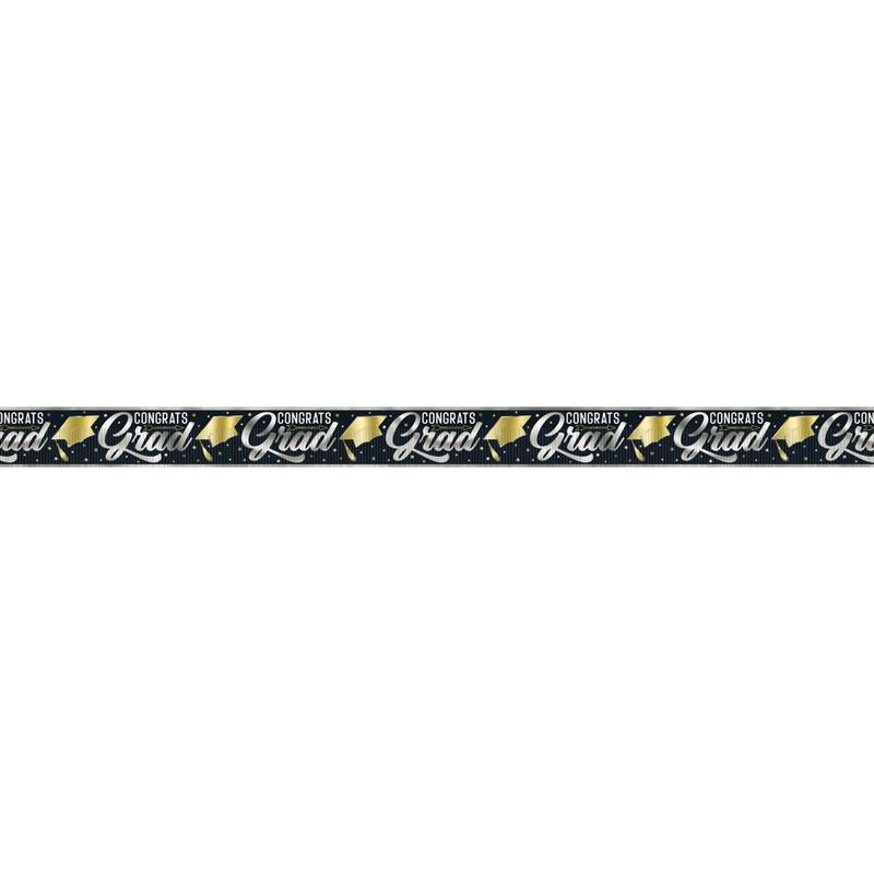 Golden Star Graduation "Congrats Grad" Foil Banner, 144 Inches, 1 Count
