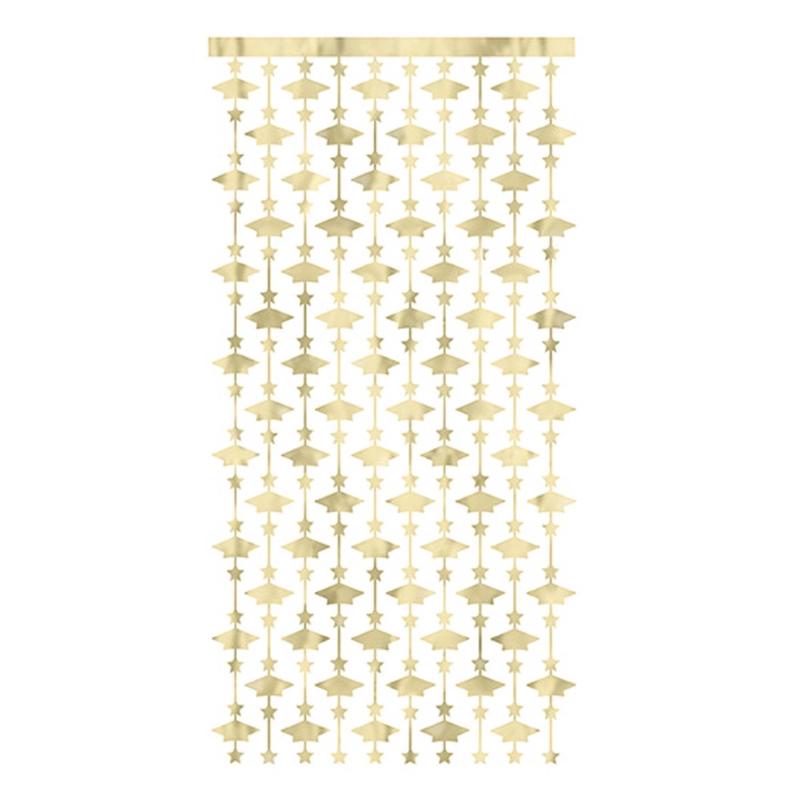 Golden Star Graduation Photo Backdrop, 39 X 79 Inches, 1 Count