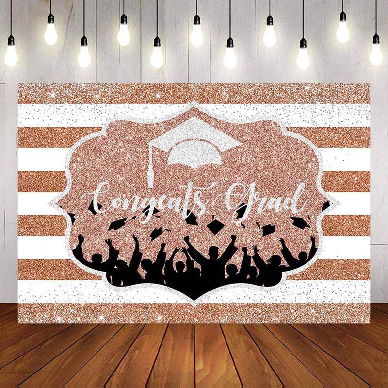 Mocsicka Stripes and Pink Dots Congrats Grad Party Backdrops