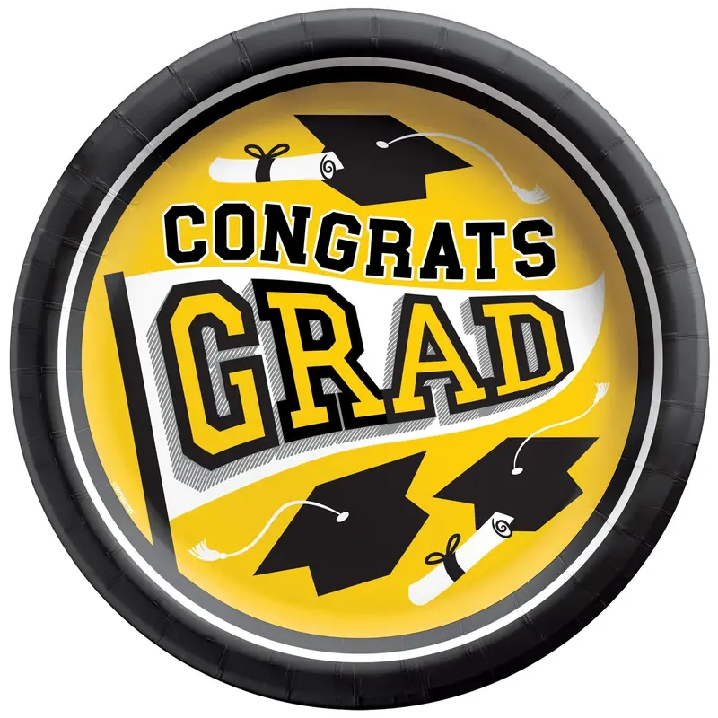 True To Your School Round Plates - 8 1/2" - Yellow