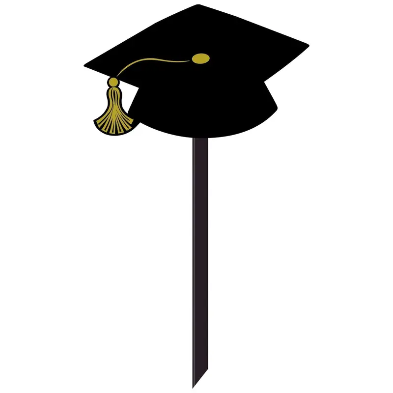 Graduation Cap Yard Sign, Black and Gold