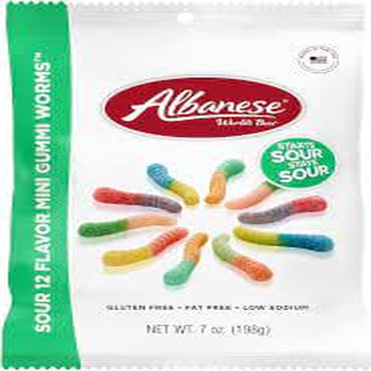 Albanese 12 Flavor  Sour Mini Gummi Worms, 7oz