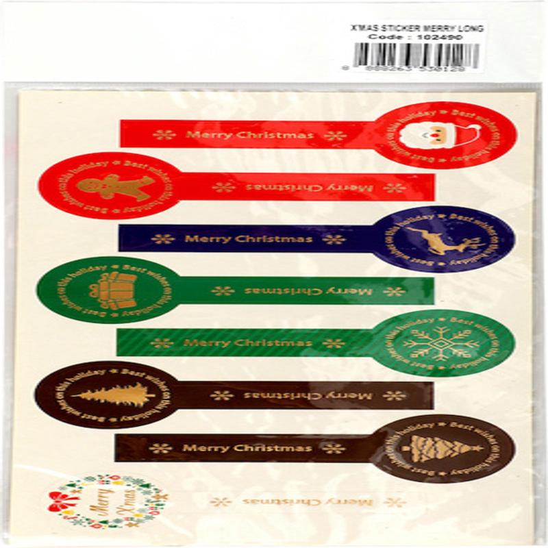 x'mas sticker merry xmas long b093 8pc (#102490)