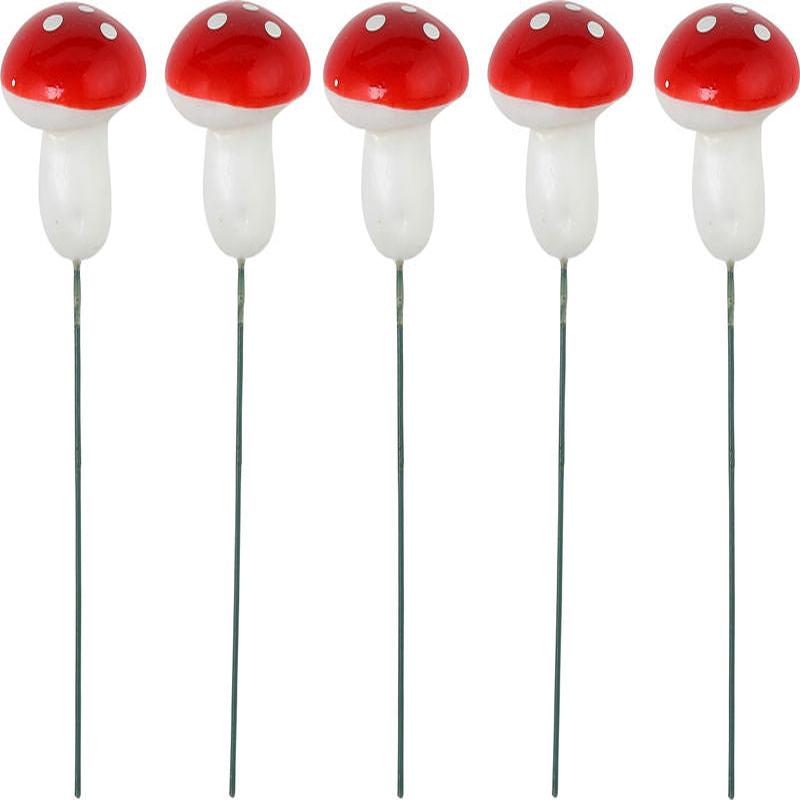 x'mas mushroom plastic 5pc (#202026)