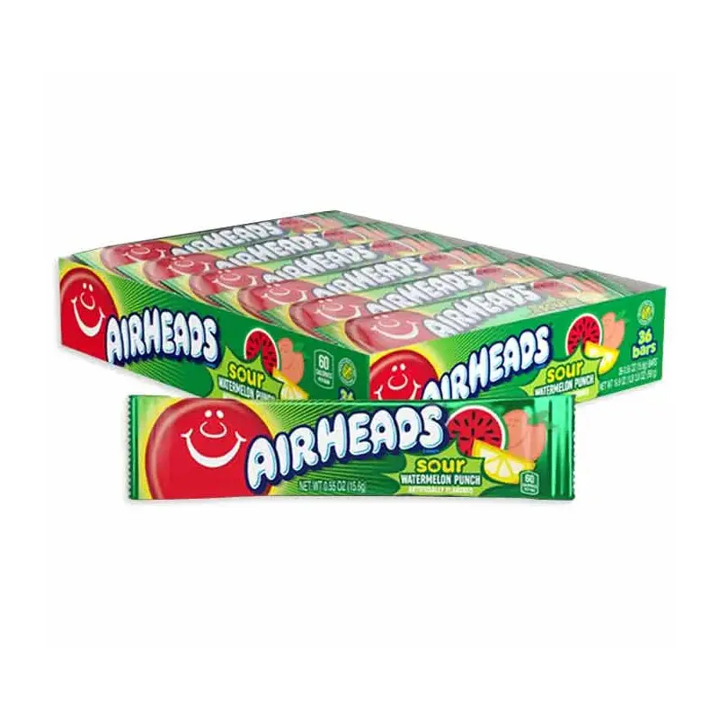 AirHeads Taffy Candy Bars - Sour Watermelon Punch: 36-Piece Box