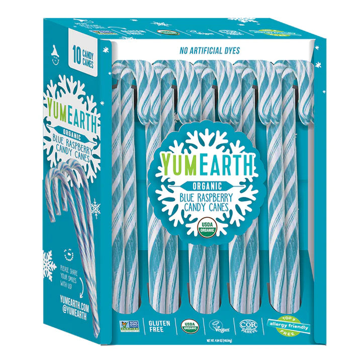 Yum Earth Organic Blue Raspberry Candy Canes 10ct