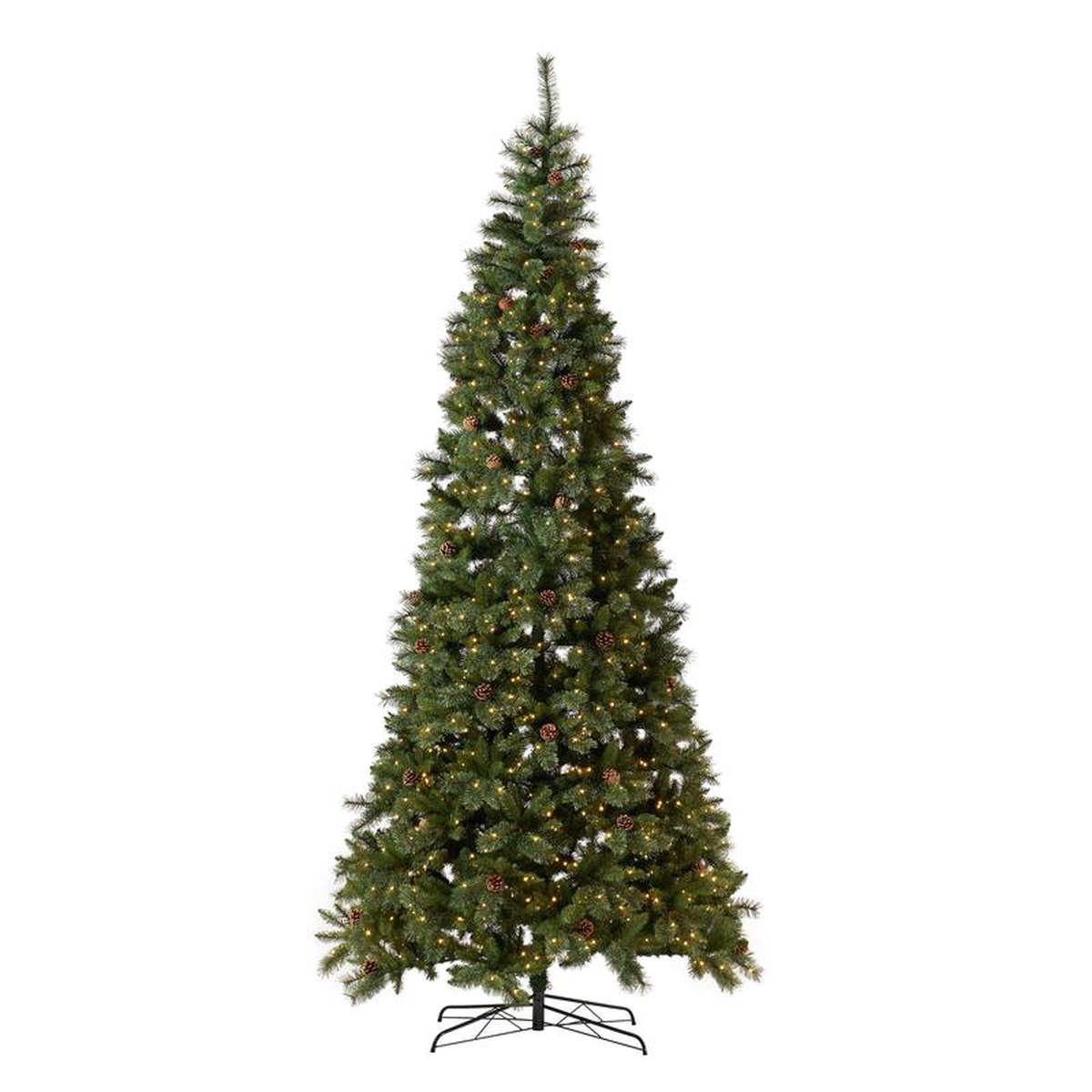 11 White Mountain Pine Artificial Christmas Tree with 1050 Clear LED Lights Pine Cones and 2395 Bendable Branches