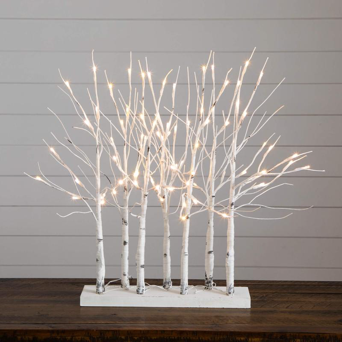 2 Pre-Lit Artificial White Birch Centerpiece with 84 LED Lights