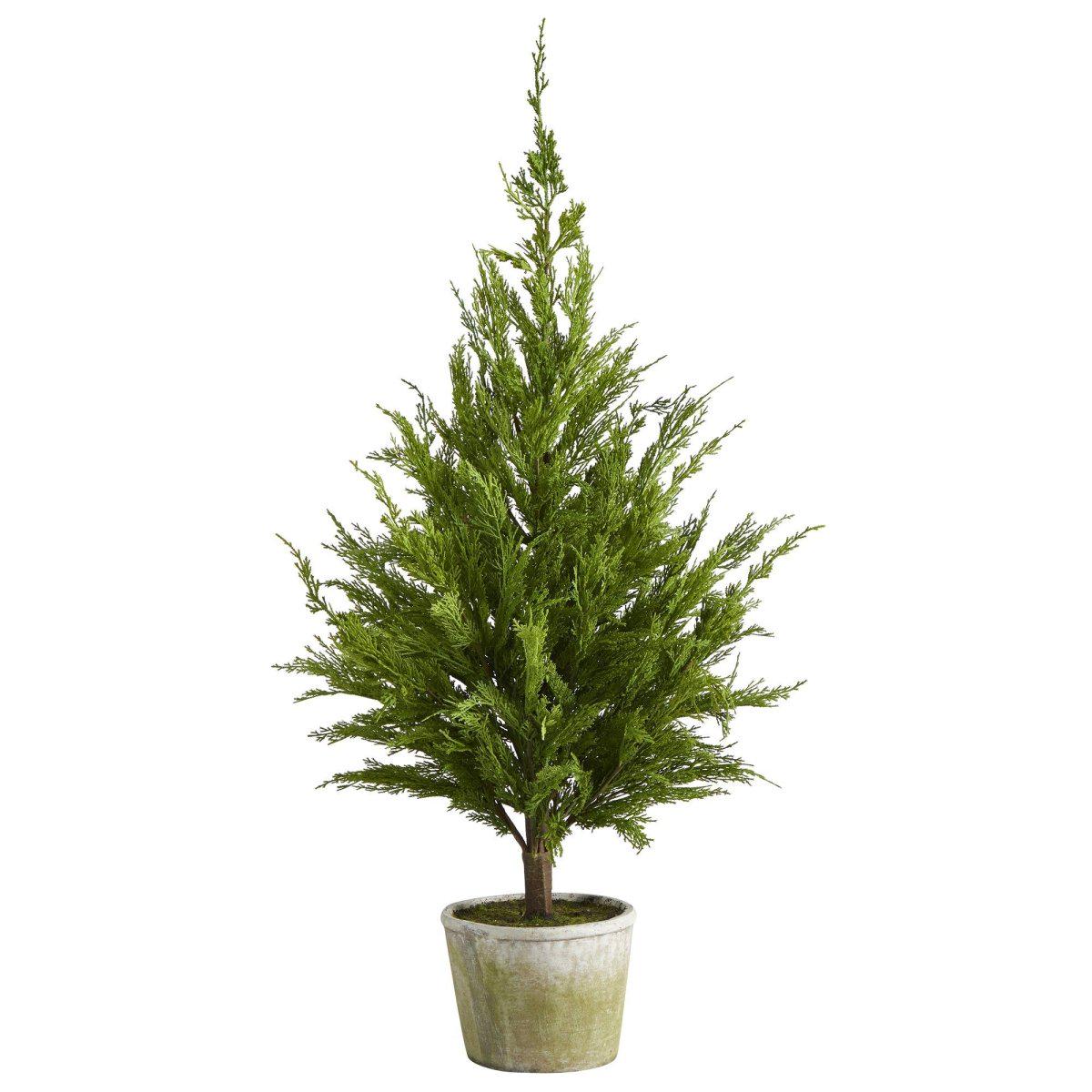 3.5-ft Cedar Pine Artificial Christmas Tree with Decorative Planter