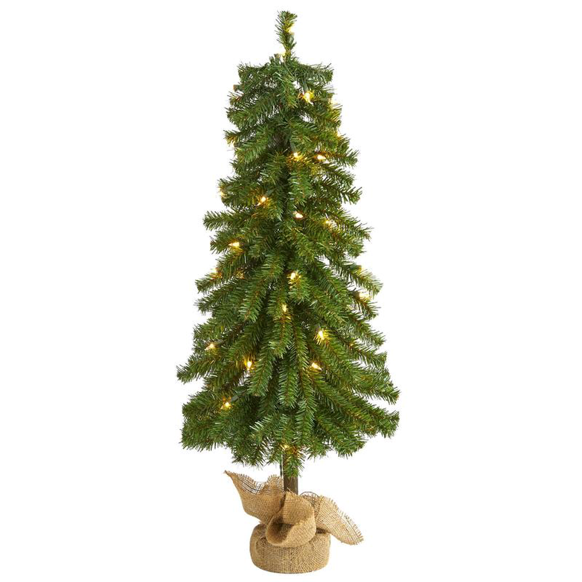 3 Alpine Artificial Christmas Tree with 50 Lights, 177 Bendable Branches and a Burlap Planter