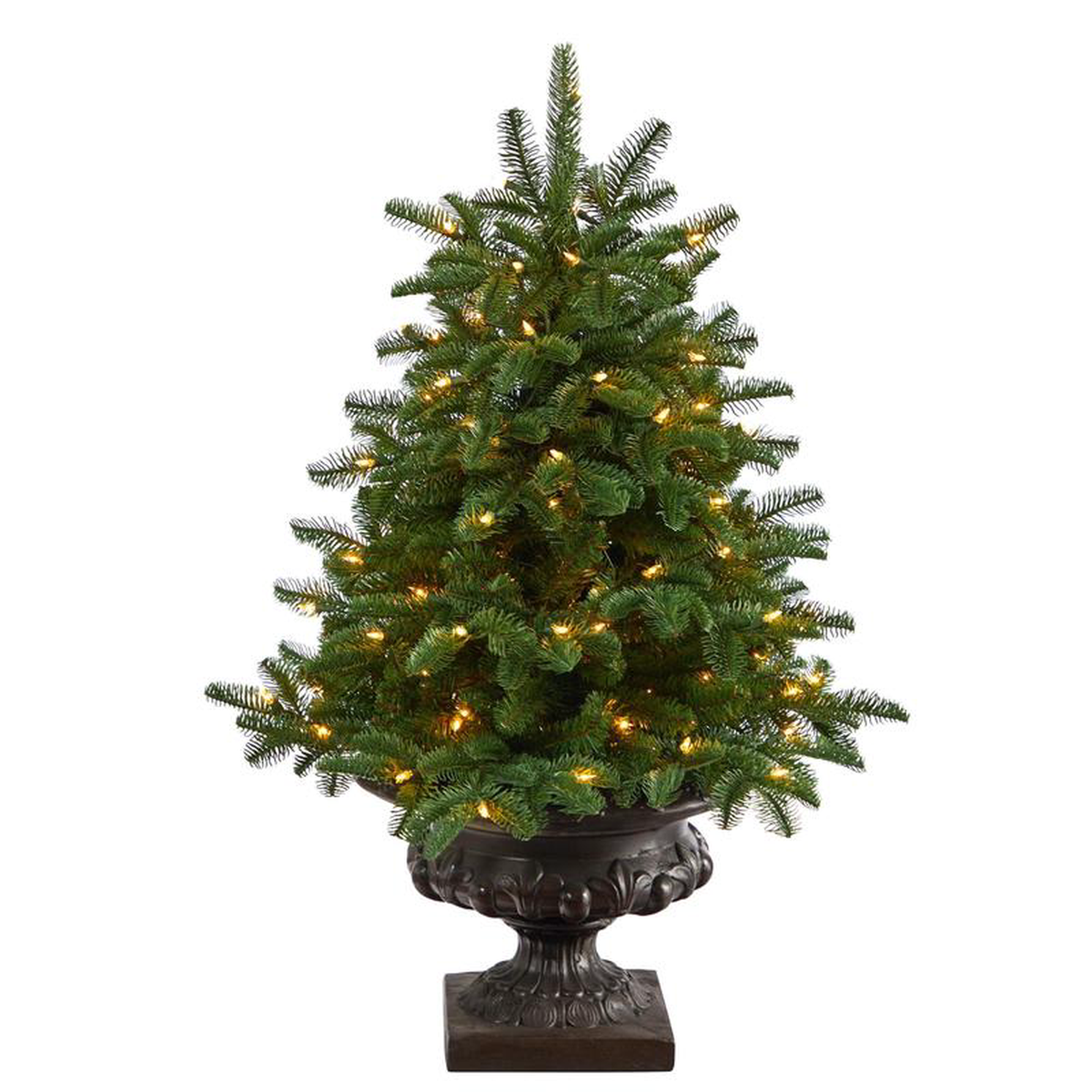 35 South Carolina Spruce Artificial Christmas Tree with 100 White Warm Light and 458 Bendable Branches in Iron Colored Urn