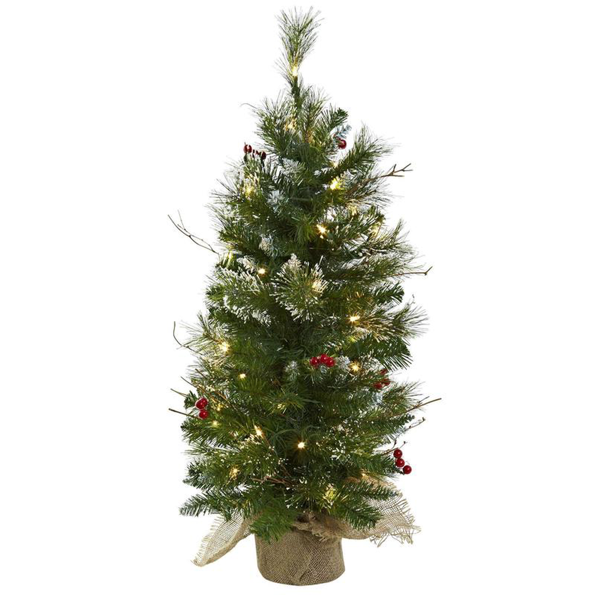 38217 Christmas Tree wClear Lights Berries 038 Burlap Bag