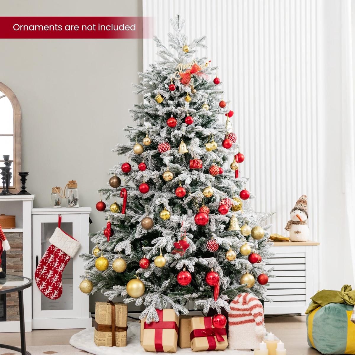 4.5/6/7  LED  - 6  4.5/6/7 FT Artificial Pre-Lit Christmas Tree Hinged Xmas Tree with Warm White LED lights-6 ft