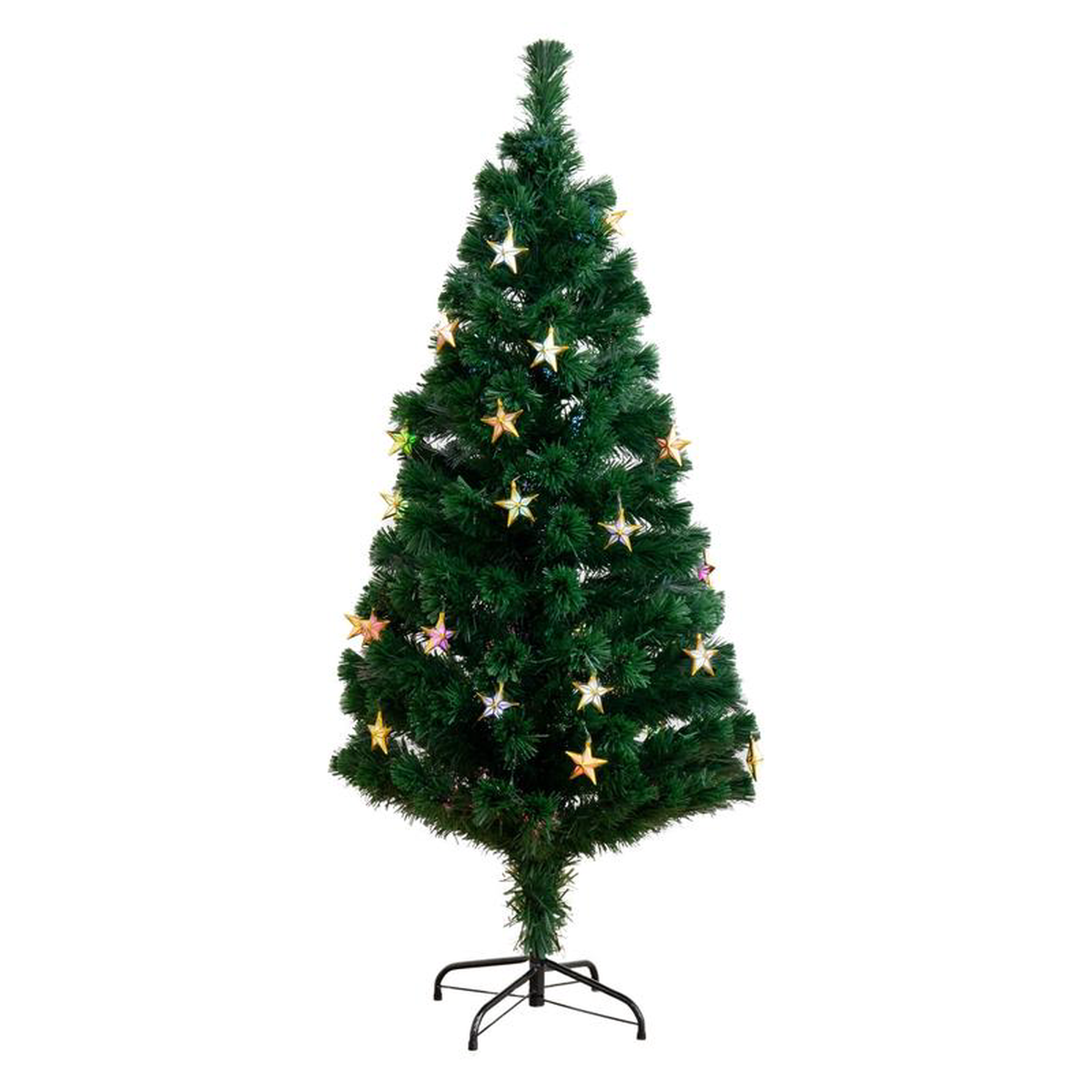 58217 Pre-Lit Fiber Optic Artificial Christmas Tree with 60 Colorful Star-Shaped LED Lights