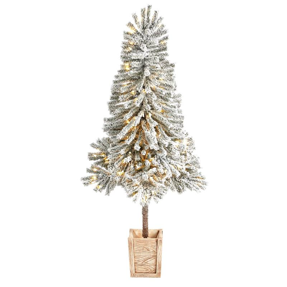 58242 Winter Flocked Leaning Christmas Tree Pre-Lit
