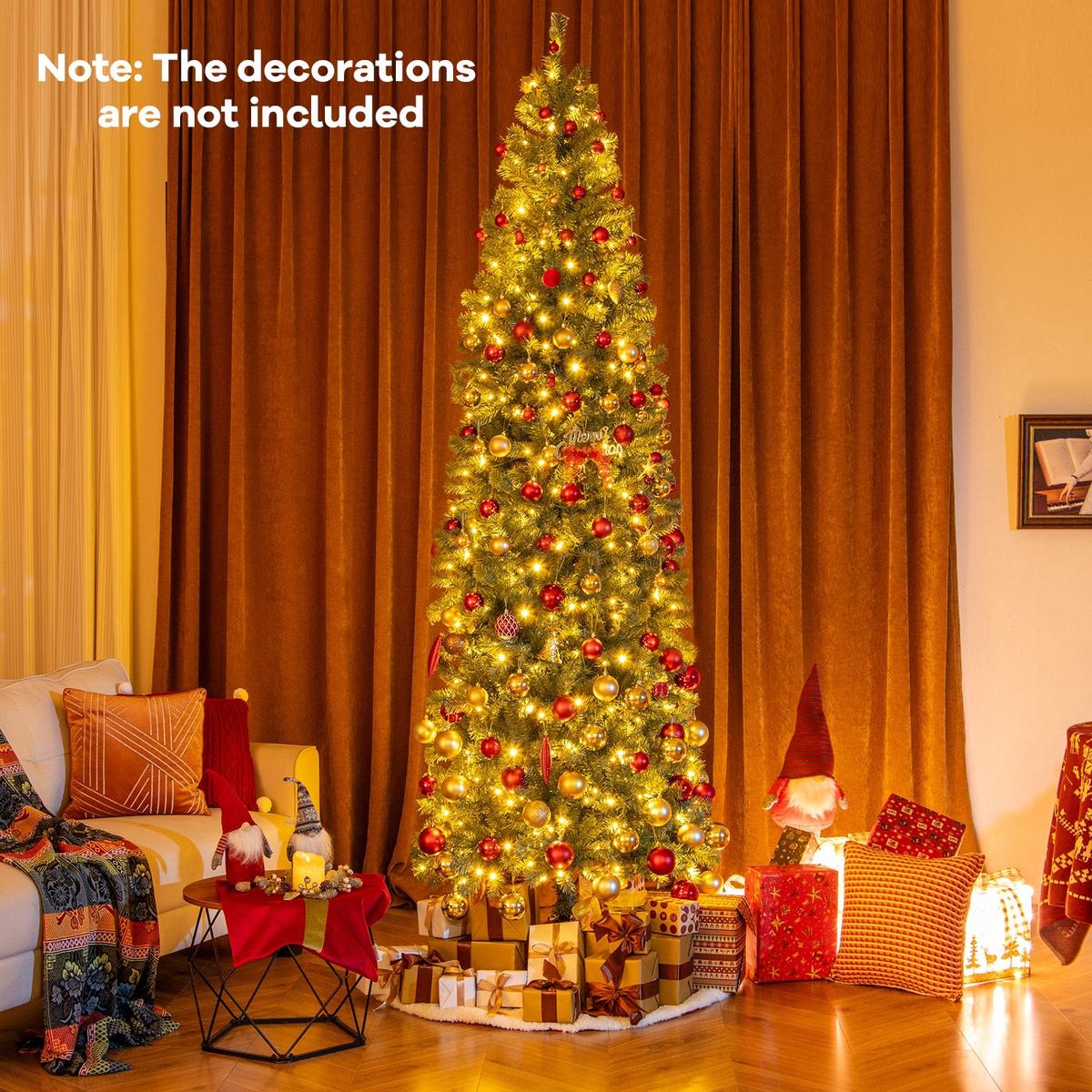 6.5/7.5  9  - 9  6.5/7.5 Feet Pre-Lit Blue Artificial Christmas Tree Slim with 9 Lighting Modes-9 ft