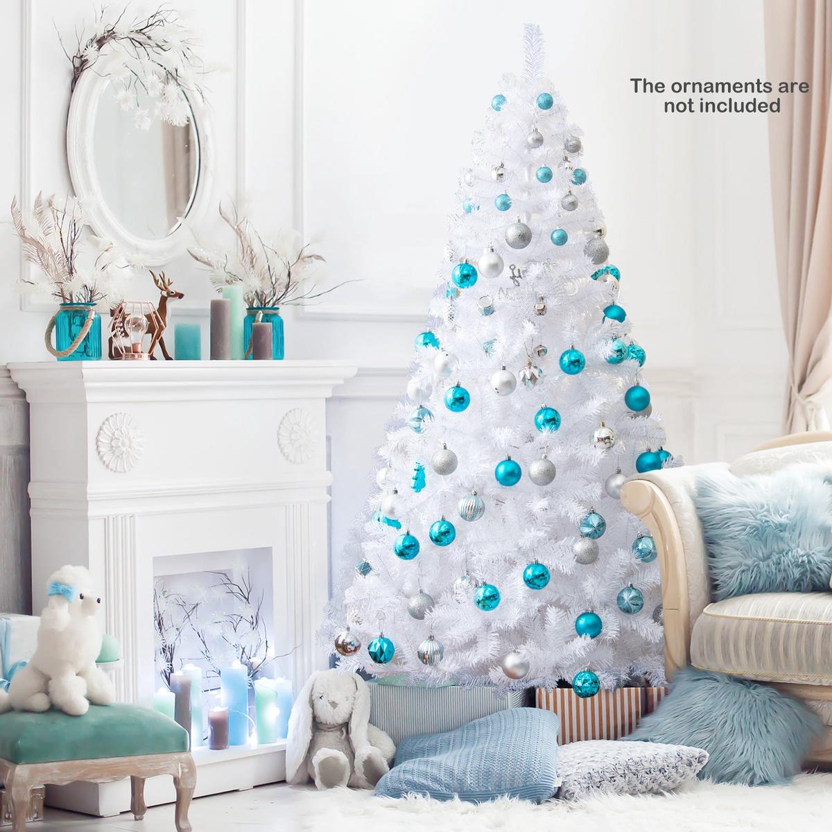 6  - 6  6 ft White Christmas Tree with Solid Metal Stand-6 ft