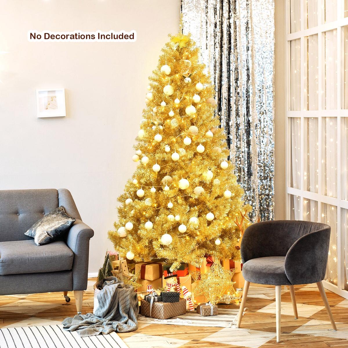 6/7.5  - 7.5  6/7.5 Feet Artificial Tinsel Christmas Tree Hinged with Foldable Stand-7.5 ft