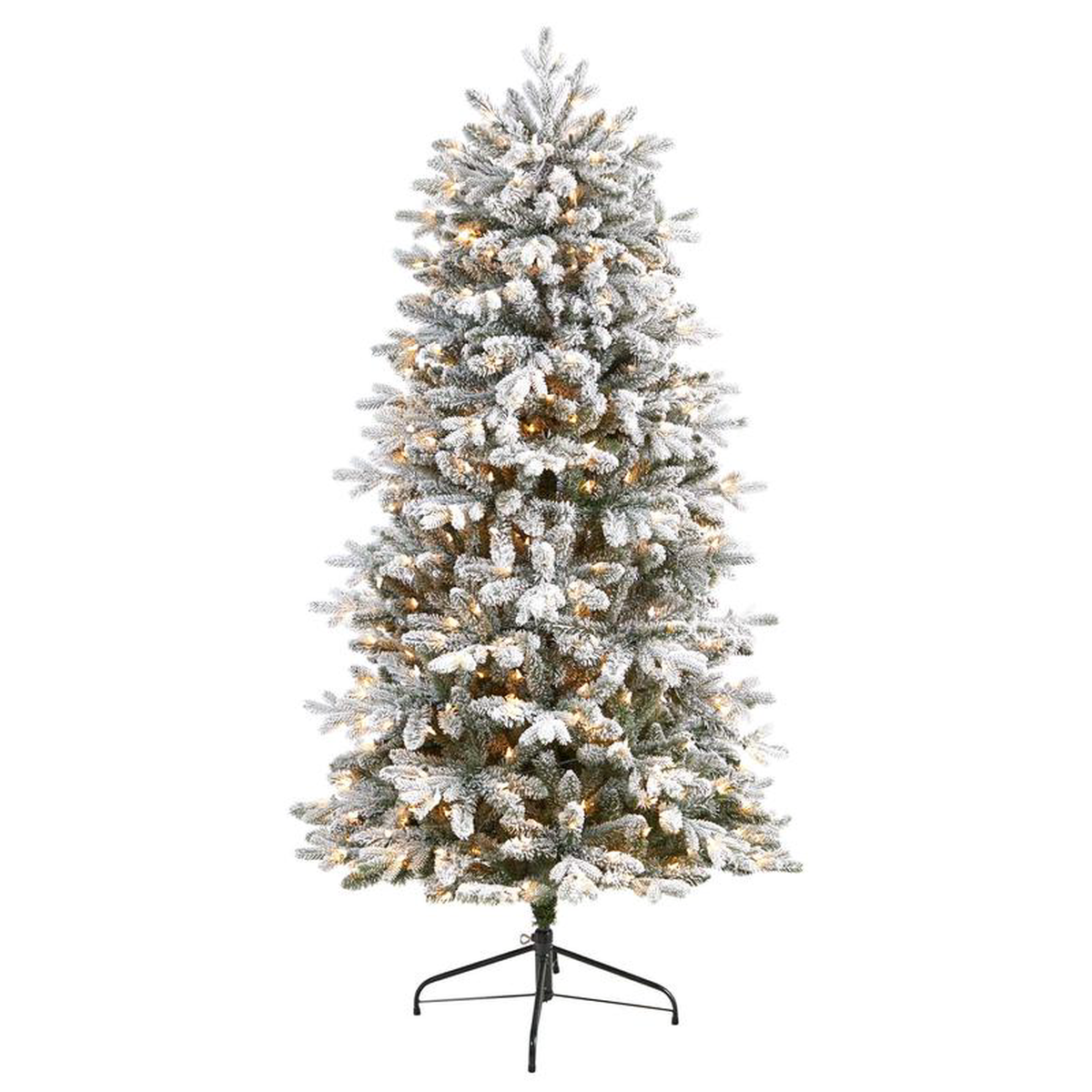 6 Aspen Mountain Fir Flocked Christmas Tree with 1198 Bendable Branches and 450 LED Lights