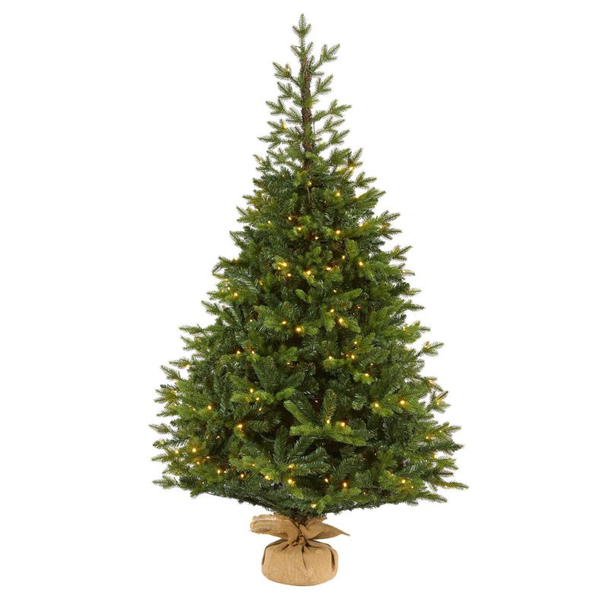 6 Fraser Fir Natural Look Artificial Christmas Tree with 300 Clear LED Lights a Burlap Base and 2113 Bendable Branches