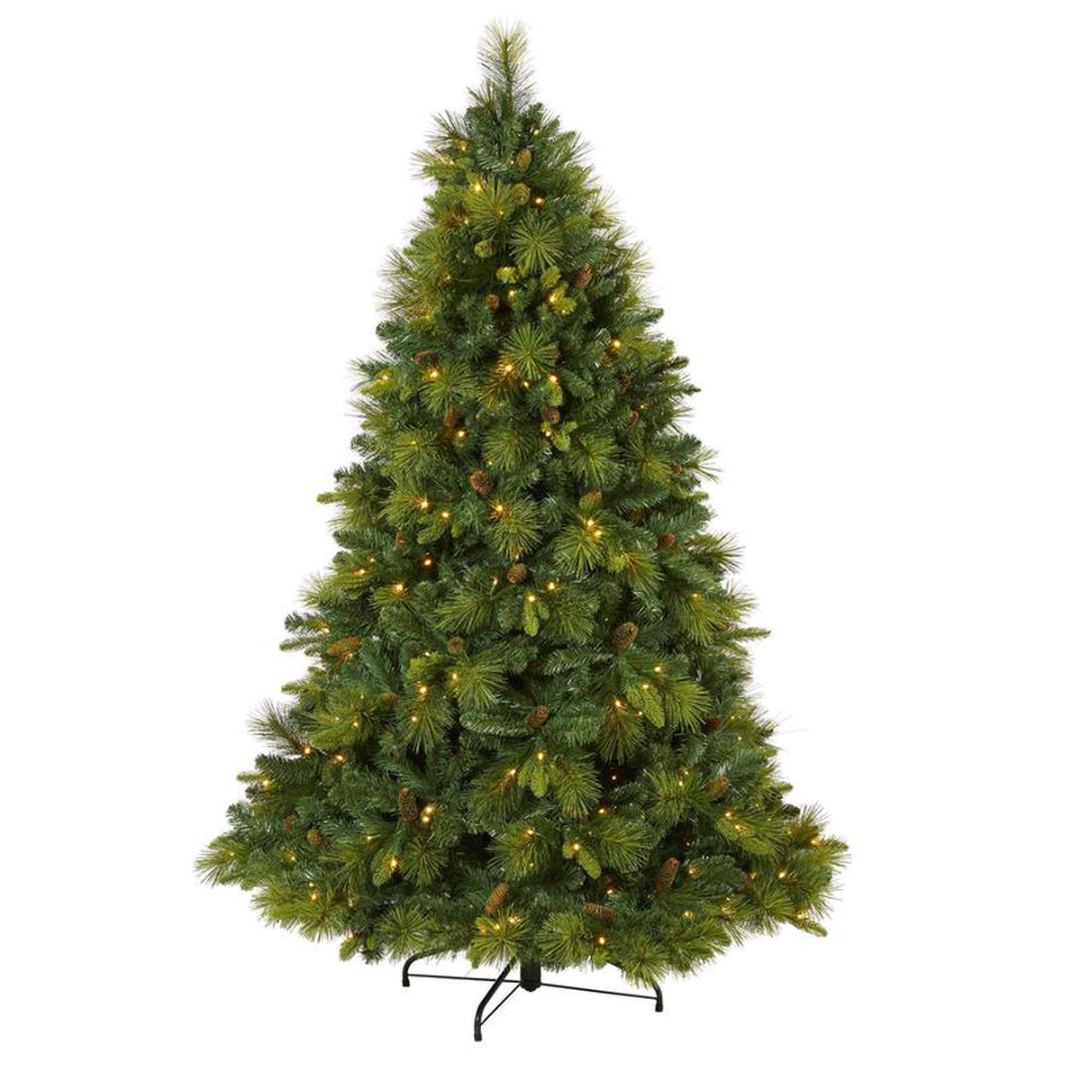 65 North Carolina Mixed Pine Artificial Christmas Tree with 350 Warm White LED Lights 1367 Bendable Branches and Pinecones