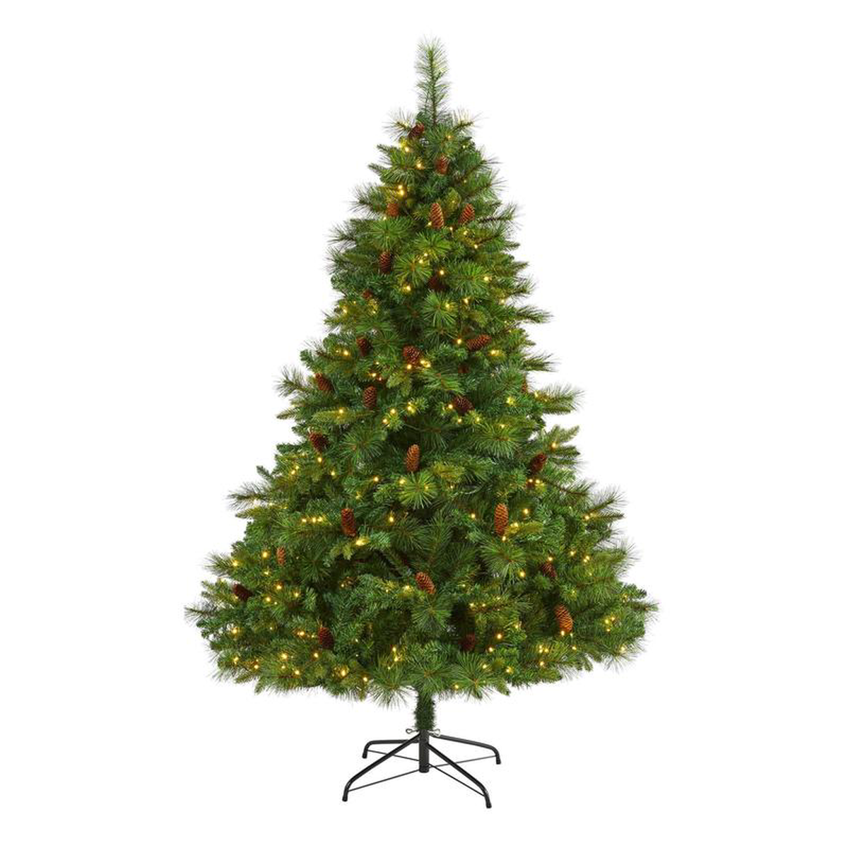 65 West Virginia Full Bodied Mixed Pine Artificial Christmas Tree with 400 Clear LED Lights and Pine Cones