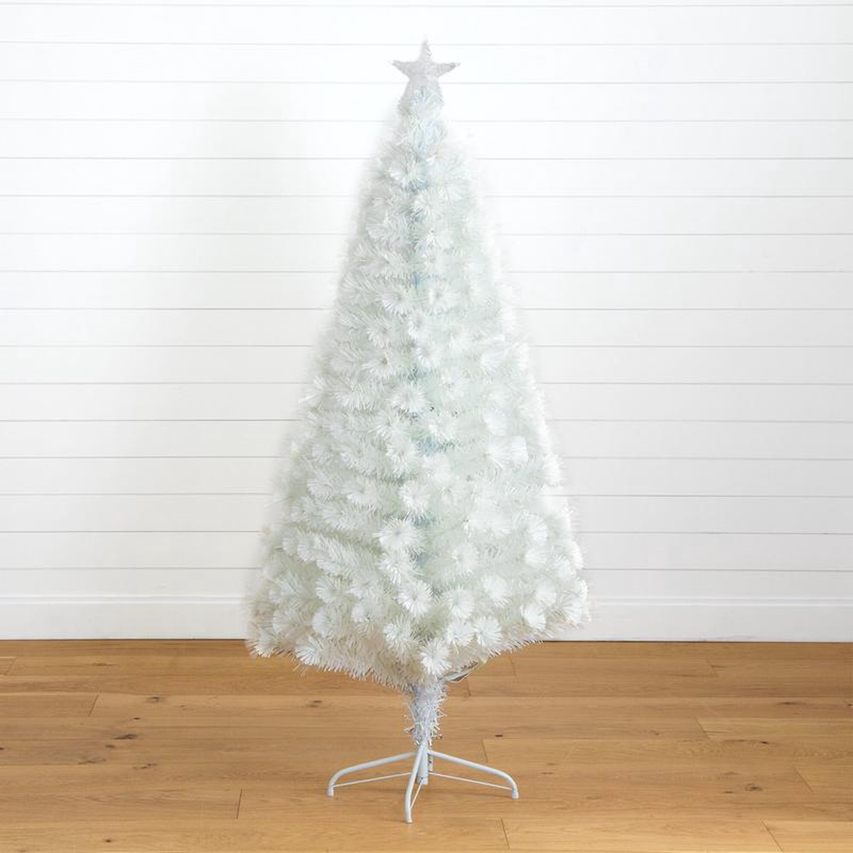 68217 Pre-Lit Fiber Optic Artificial White Christmas Tree with Star Tree Topper