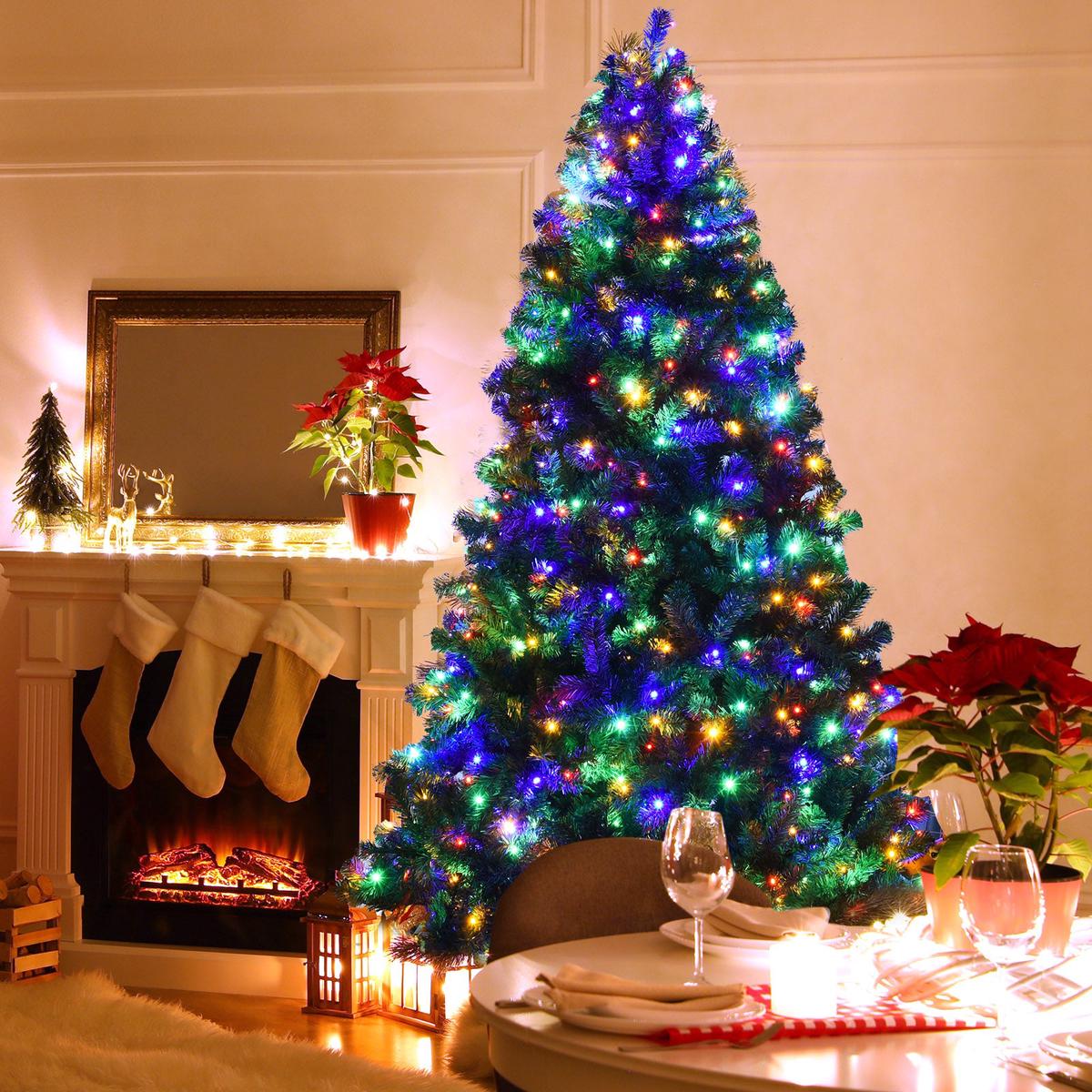 7.5  550  7.5 Feet Pre-Lit Artificial Spruce Christmas Tree with 550 Multicolor Lights for Festival