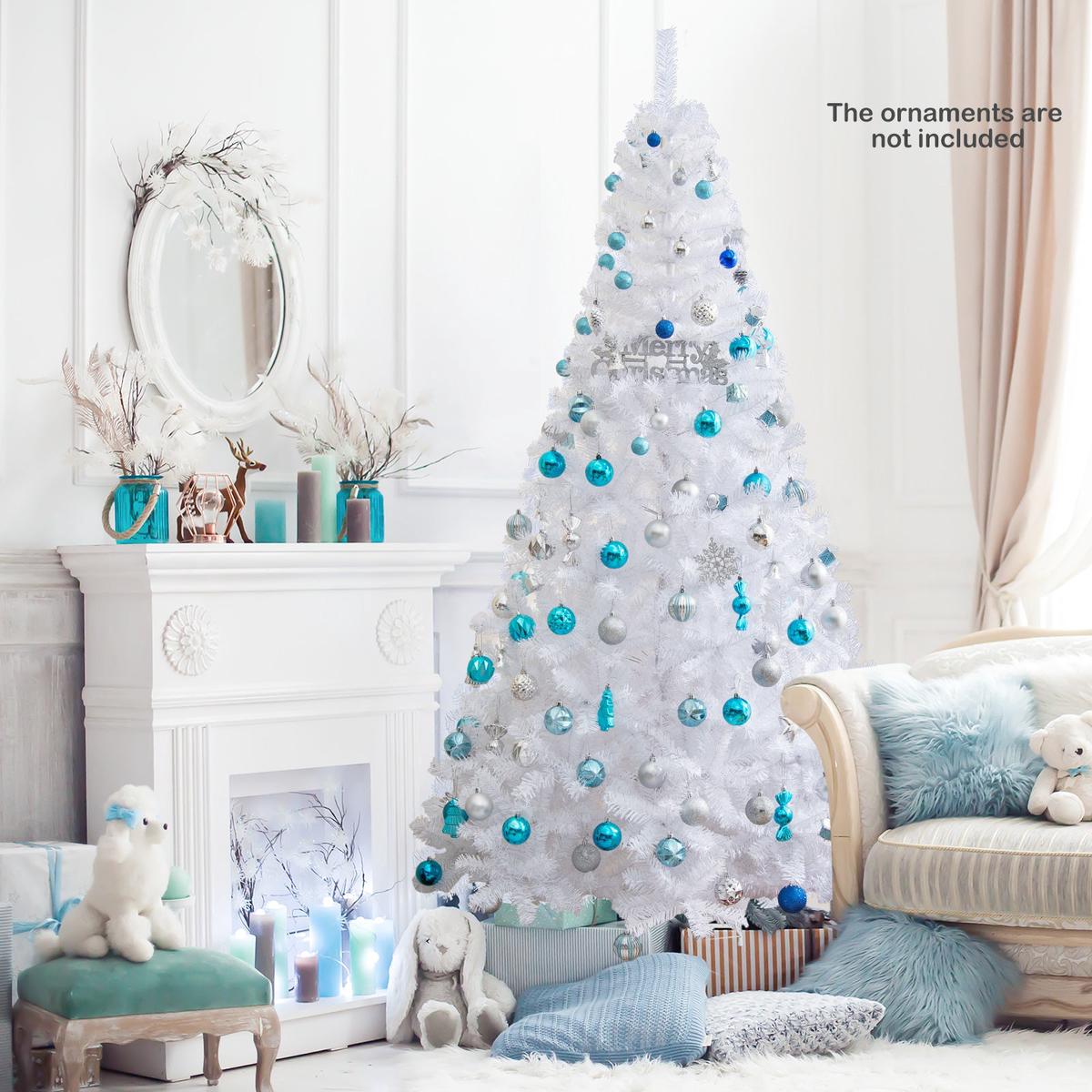 7  - 7  7 ft White Christmas Tree with Solid Metal Stand-7 ft