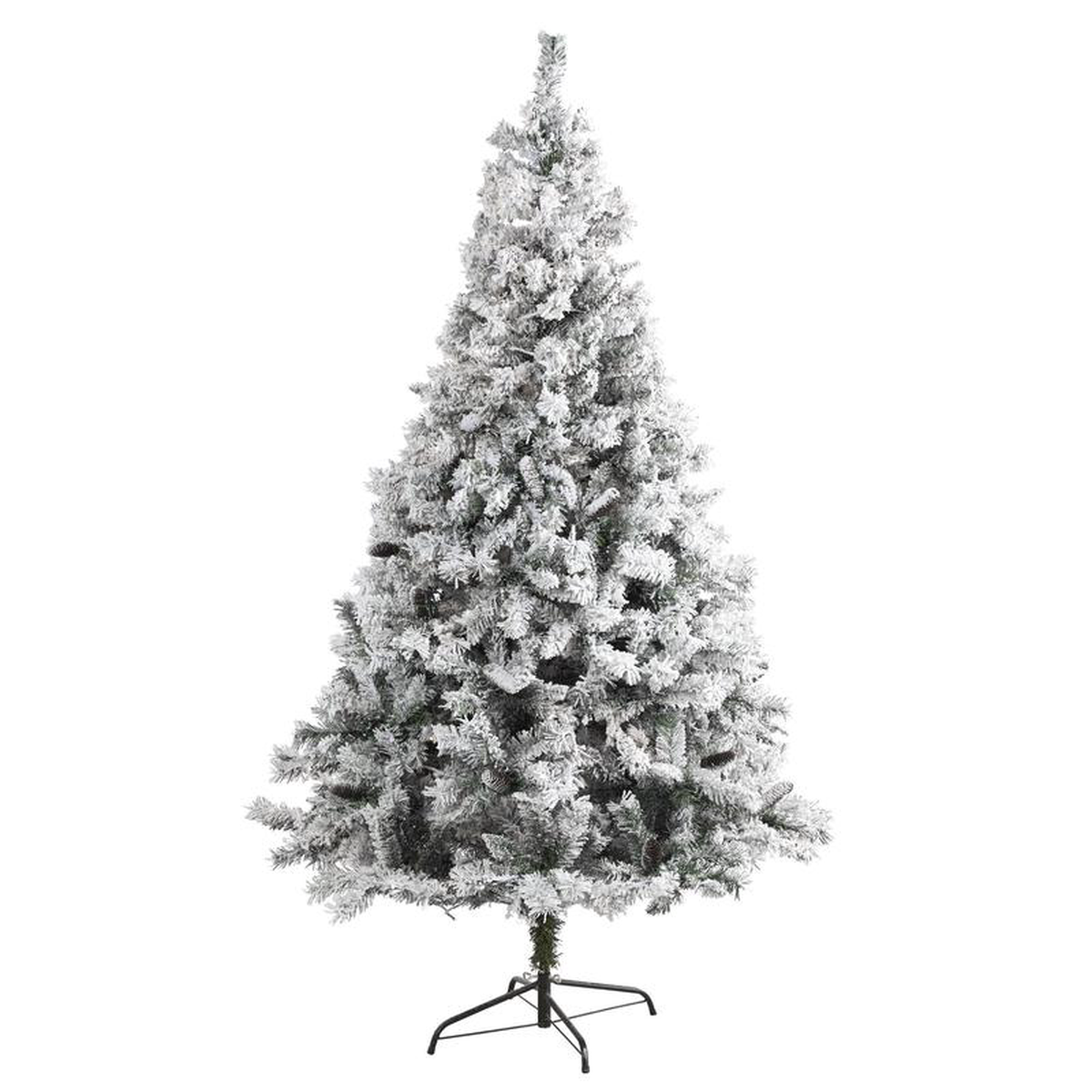 7 Flocked White River Mountain Pine Artificial Christmas Tree with Pinecones